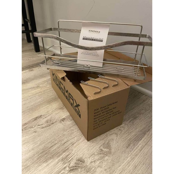 KINCMAX Shower Caddy Basket Shelf with Hooks for Hanging - Picture 2 of 4
